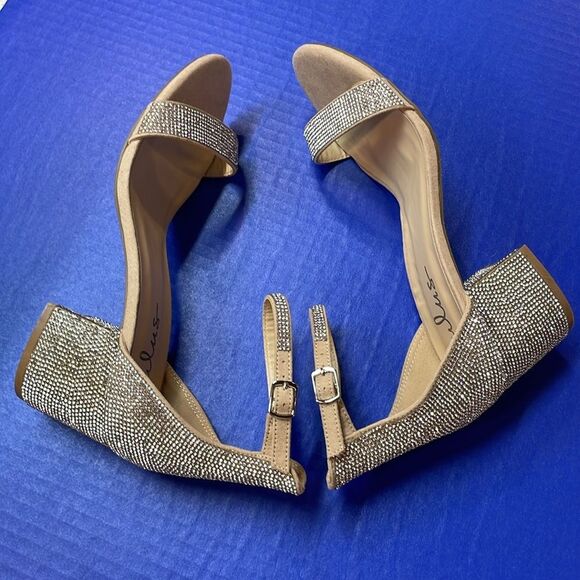 Lulus Harper Rhinestone Block Heel Ankle Strap Sandals Heels Women’s Sz 8.5 - Picture 7 of 9